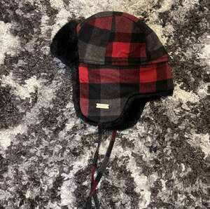 Ganka Red and Black Buffalo Plaid Faux Fur Trapper Hat